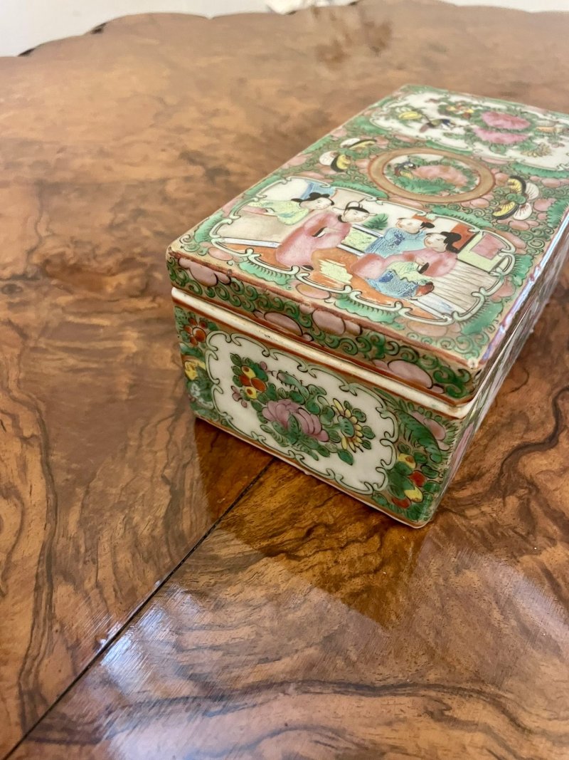 Antique 19th Century Quality Chinese Famille Rose Canton Lidded Pen Box - Image 3
